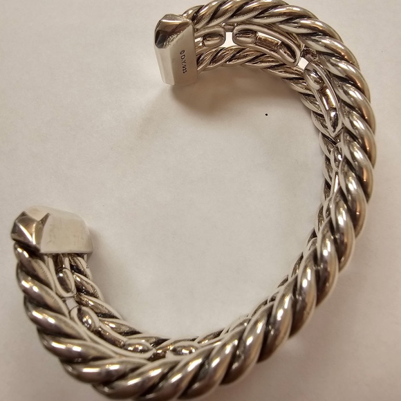 David Yurman Triple-Cable Pavé Link Cuff — Silver & Diamonds - Picture 2 of 3